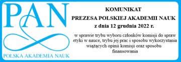 Komunikat Przesa Polskiej Akademii Nauk