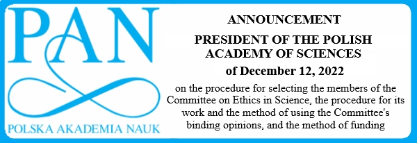 Announcement of President of the Polish Academy of Sciences
